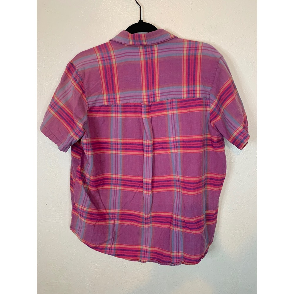 Vintage Tip Top Plaid Button Down Shirt Women's 1X Cotton Purple Pink 90s Y2K - Picture 4 of 6